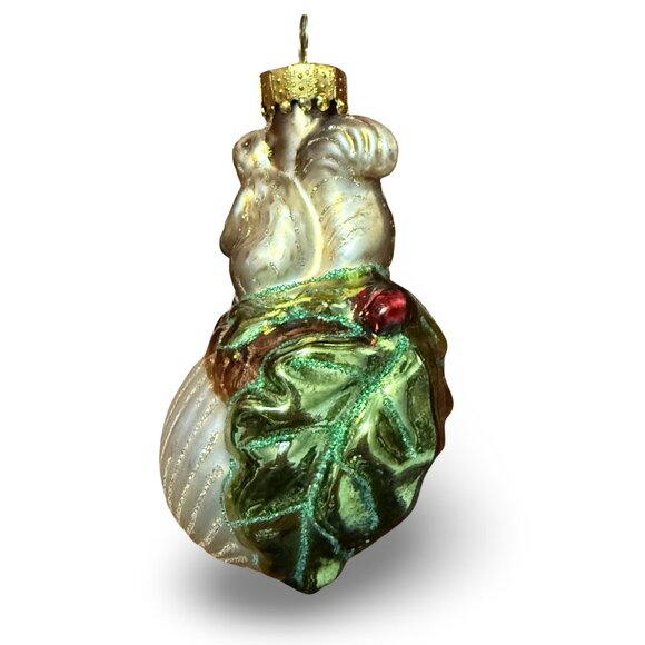 Vintage UT Squirrel Acorn Christmas Ornament Y2K Hand Painted Glass Gold Glitter - Picture 2 of 5